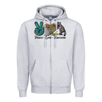 Heather Grey Peace love raccoon Zipper Hoodie - LillyAllenDesigns