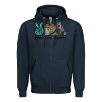 Navy Peace love raccoon Zipper Hoodie - LillyAllenDesigns