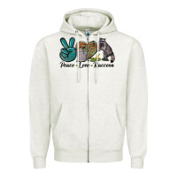 Oatmeal Heather Peace love raccoon Zipper Hoodie - LillyAllenDesigns