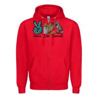 Red Peace love raccoon Zipper Hoodie - LillyAllenDesigns
