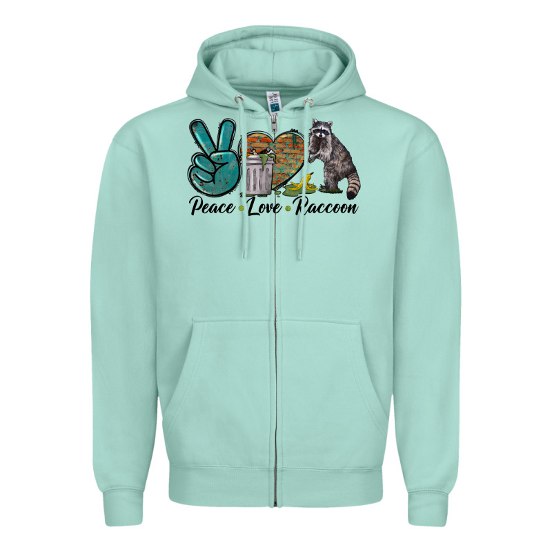 Peace Love Raccoon Zipper Hoodie by LillyAllenDesigns | Teevron