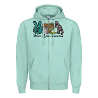 Seafoam Peace love raccoon Zipper Hoodie - LillyAllenDesigns