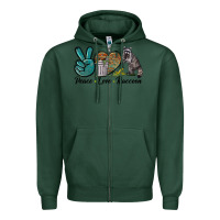 Sports Green Peace love raccoon Zipper Hoodie - LillyAllenDesigns