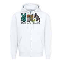 White Peace love raccoon Zipper Hoodie - LillyAllenDesigns