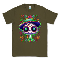 Army Green Mexican Day of dead sugar skull Classic Tee - NancyCooperArtShop