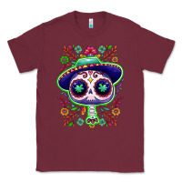 Burgundy Mexican Day of dead sugar skull Classic Tee - NancyCooperArtShop