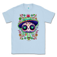 Dusty Blue Mexican Day of dead sugar skull Classic Tee - NancyCooperArtShop