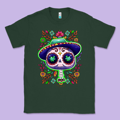 Mexican Day Of Dead Sugar Skull Classic Tee Designed By Nancycooperartshop