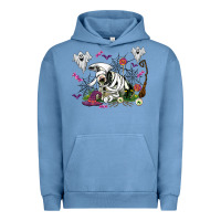 Pigment Pebble Blue halloween cow and ghosts Urban Hoodie - AdoDesignShop