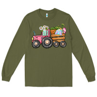 Army Green Easter bunny tractor Long Sleeve Tee - CowGirlArtShop