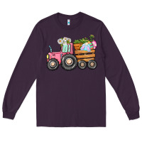 Plum Easter bunny tractor Long Sleeve Tee - CowGirlArtShop