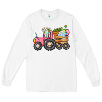 White Easter bunny tractor Long Sleeve Tee - CowGirlArtShop