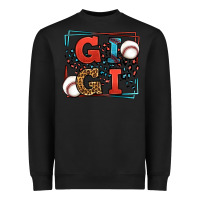 Black Baseball gigi leopard frame Heavyweight Sweatshirt - LillyAllenDesigns