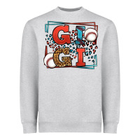 Heather Grey Baseball gigi leopard frame Heavyweight Sweatshirt - LillyAllenDesigns