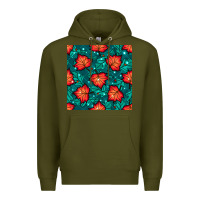 Army Green fall leaves seamless pattern Premium Hoodie - BundleAndBundleShop