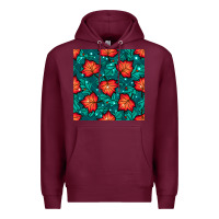 Burgundy fall leaves seamless pattern Premium Hoodie - BundleAndBundleShop