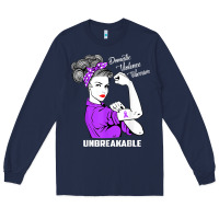 Navy Domestic Violence Warrior Unbreakable Awareness Gift Long Sleeve Tee - minhPixels