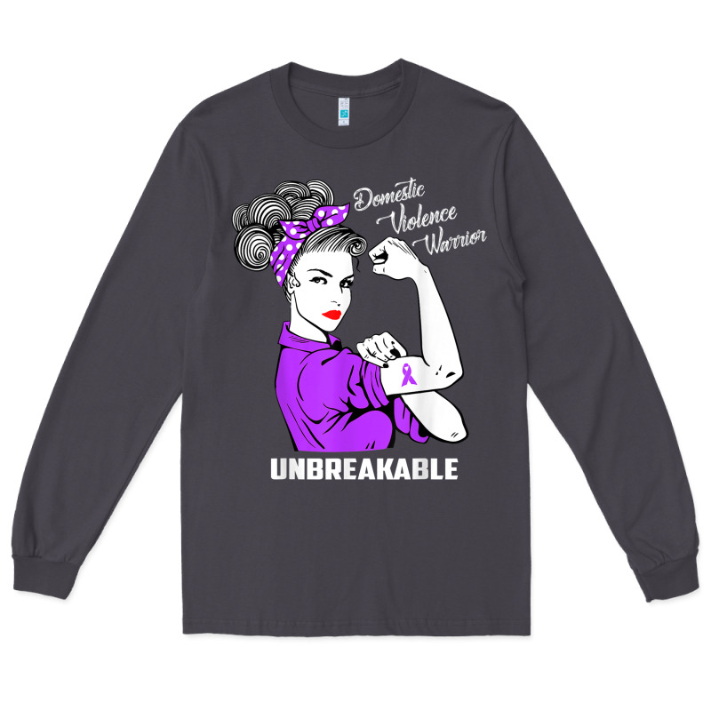 Domestic Violence Warrior Unbreakable Awareness Gift Long Sleeve Tee by minhPixels | Teevron