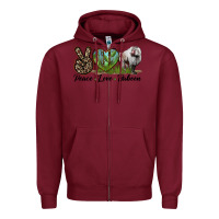 Burgundy Leopard Peace Love Baboon Zipper Hoodie - LillyAllenDesigns
