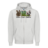 Dove Grey Leopard Peace Love Baboon Zipper Hoodie - LillyAllenDesigns