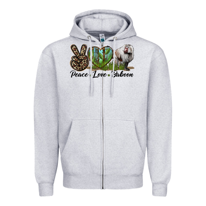 Leopard Peace Love Baboon Zipper Hoodie by LillyAllenDesigns | Teevron