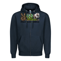 Navy Leopard Peace Love Baboon Zipper Hoodie - LillyAllenDesigns