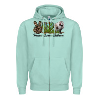 Seafoam Leopard Peace Love Baboon Zipper Hoodie - LillyAllenDesigns