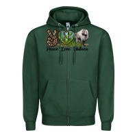 Sports Green Leopard Peace Love Baboon Zipper Hoodie - LillyAllenDesigns