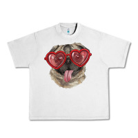 Lunar Rock Pug with love glasses Urban Heavy Tee - RanaPortraitStore