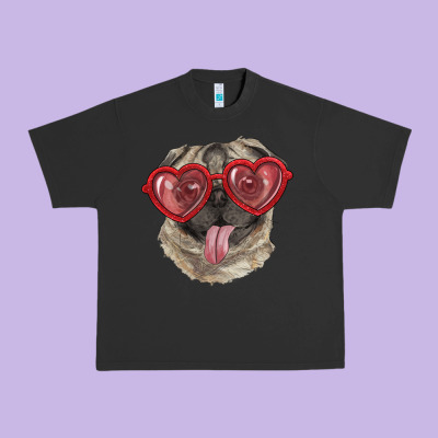 Pug With Love Glasses Urban Heavy Tee Designed By Ranaportraitstore