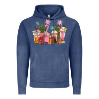 Vintage Denim pink christmas coffe cups Vintage Hoodie - CowGirlArtShop