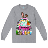 Heather Grey Bunny Happy Easter truck Long Sleeve Tee - CowGirlArtShop