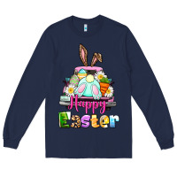 Navy Bunny Happy Easter truck Long Sleeve Tee - CowGirlArtShop