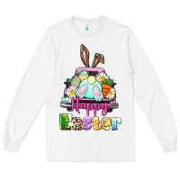 White Bunny Happy Easter truck Long Sleeve Tee - CowGirlArtShop