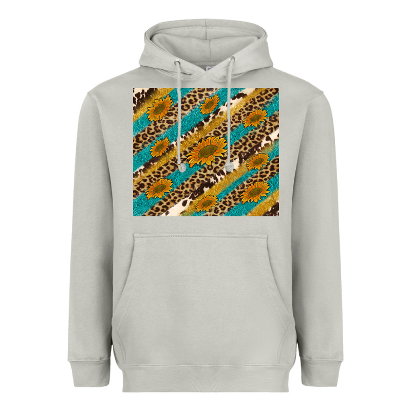 Leopard Cowhide  Leather Sunflowers Heavyweight Hoodie by Artiststas | Teevron