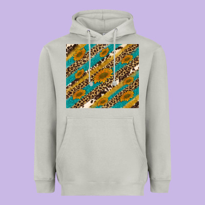 Leopard Cowhide  Leather Sunflowers Heavyweight Hoodie Designed By Artiststas