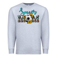 Heather Grey western leopard cowhide sunflowers  glitter mom soccer Premium Sweatshirt - Artiststas