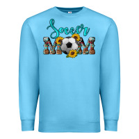 Ocean Blue western leopard cowhide sunflowers  glitter mom soccer Premium Sweatshirt - Artiststas