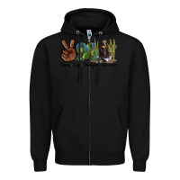 Black Peace Love Malayan Sun Bear Zipper Hoodie - LillyAllenDesigns