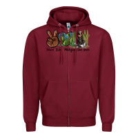 Burgundy Peace Love Malayan Sun Bear Zipper Hoodie - LillyAllenDesigns
