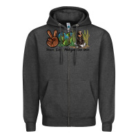 Charcoal Heather Peace Love Malayan Sun Bear Zipper Hoodie - LillyAllenDesigns
