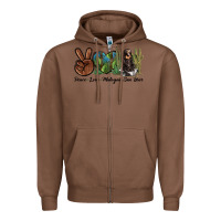 Chestnut Peace Love Malayan Sun Bear Zipper Hoodie - LillyAllenDesigns