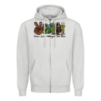 Dove Grey Peace Love Malayan Sun Bear Zipper Hoodie - LillyAllenDesigns