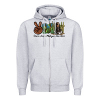 Heather Grey Peace Love Malayan Sun Bear Zipper Hoodie - LillyAllenDesigns