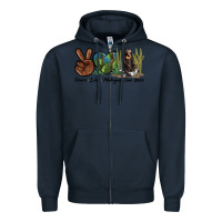 Navy Peace Love Malayan Sun Bear Zipper Hoodie - LillyAllenDesigns