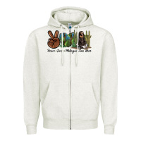 Oatmeal Heather Peace Love Malayan Sun Bear Zipper Hoodie - LillyAllenDesigns