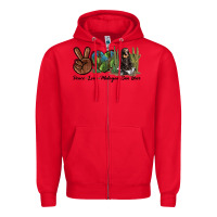 Red Peace Love Malayan Sun Bear Zipper Hoodie - LillyAllenDesigns