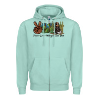 Seafoam Peace Love Malayan Sun Bear Zipper Hoodie - LillyAllenDesigns