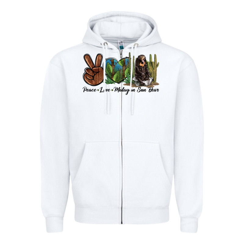 Peace Love Malayan Sun Bear Zipper Hoodie by LillyAllenDesigns | Teevron
