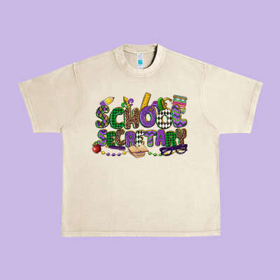 School Secretary Mardi Gras Urban Heavy Tee Designed By Cowgirlartshop